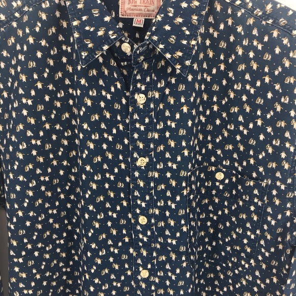 Penguins Big Train Button Up Long Sleeve Men’s M - Picture 3 of 7
